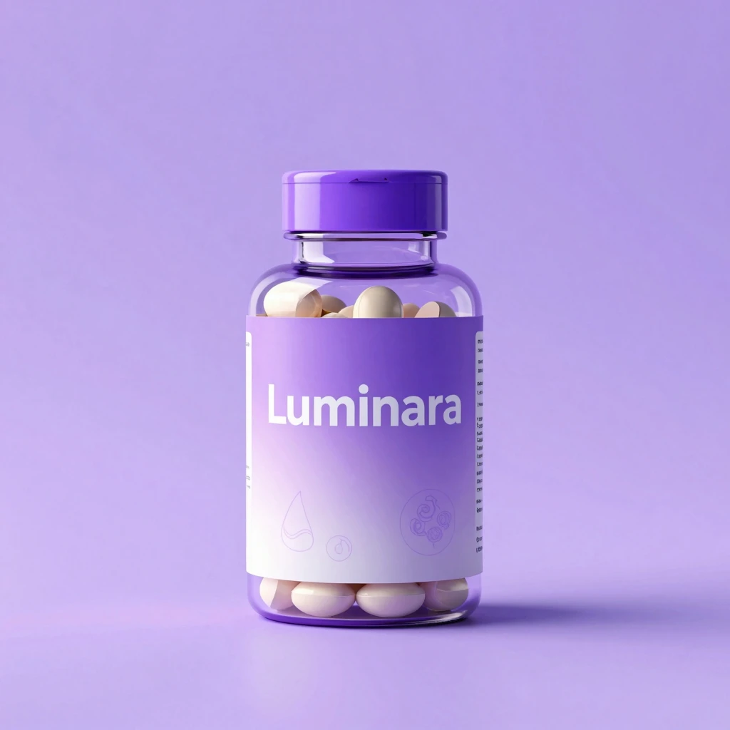 Luminara overview graphic with capsules and ingredient callouts